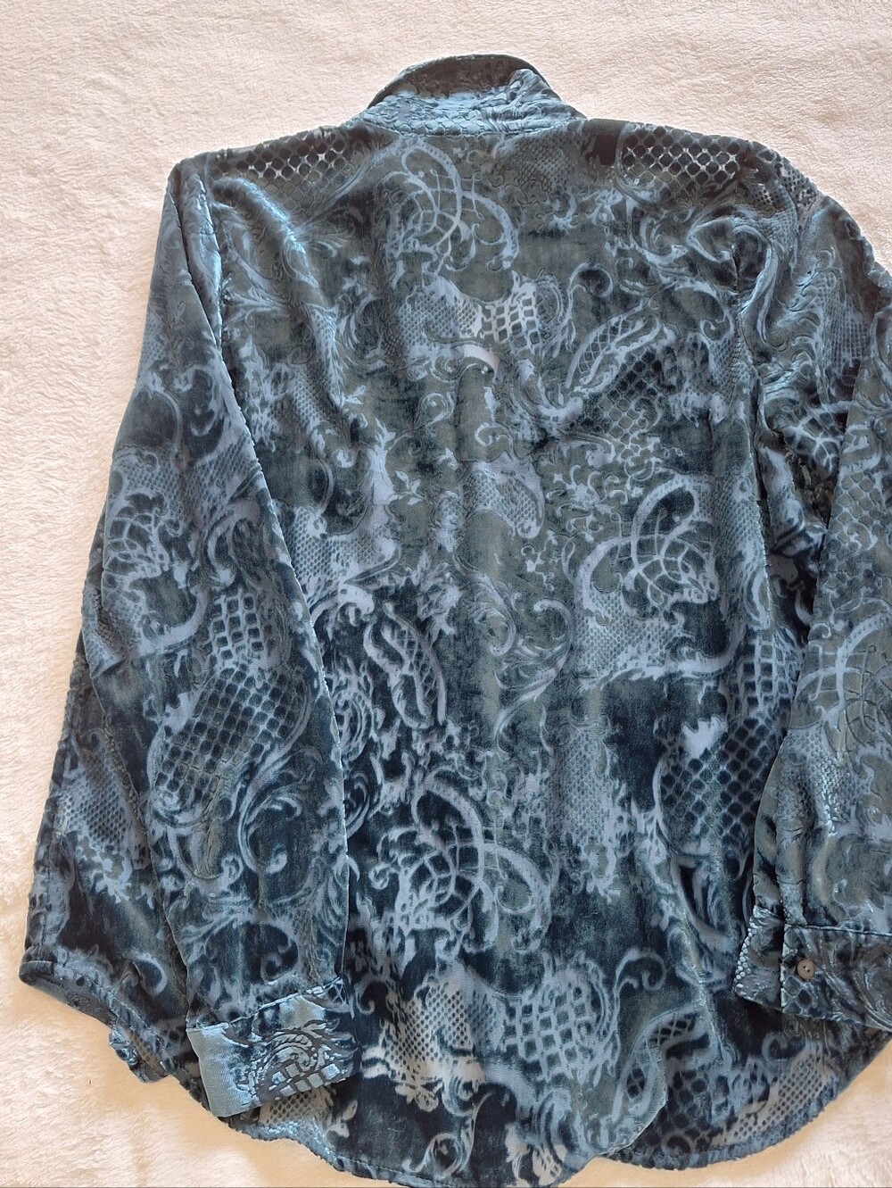 L'AGENCE Laurent Burnout Velvet Baroque Paisley Long Sleeve Blouse Size M - Picture 9 of 10